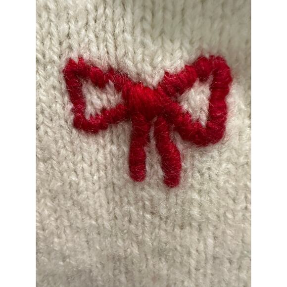 Brooks Brothers Rare Vintage Bow Hand Knit Christmas Sweater Pure Wool Small - Picture 11 of 15